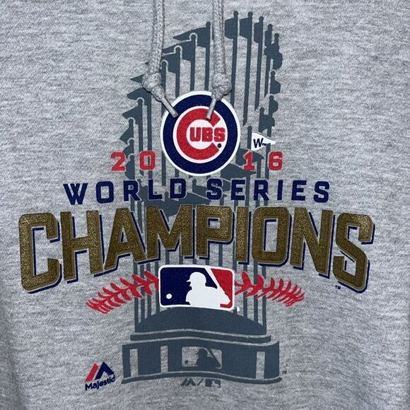 Chicago Cubs Gray 2016 World Series Champions MLB gray hooded hoodie sweatshirt - Picture 2 of 3